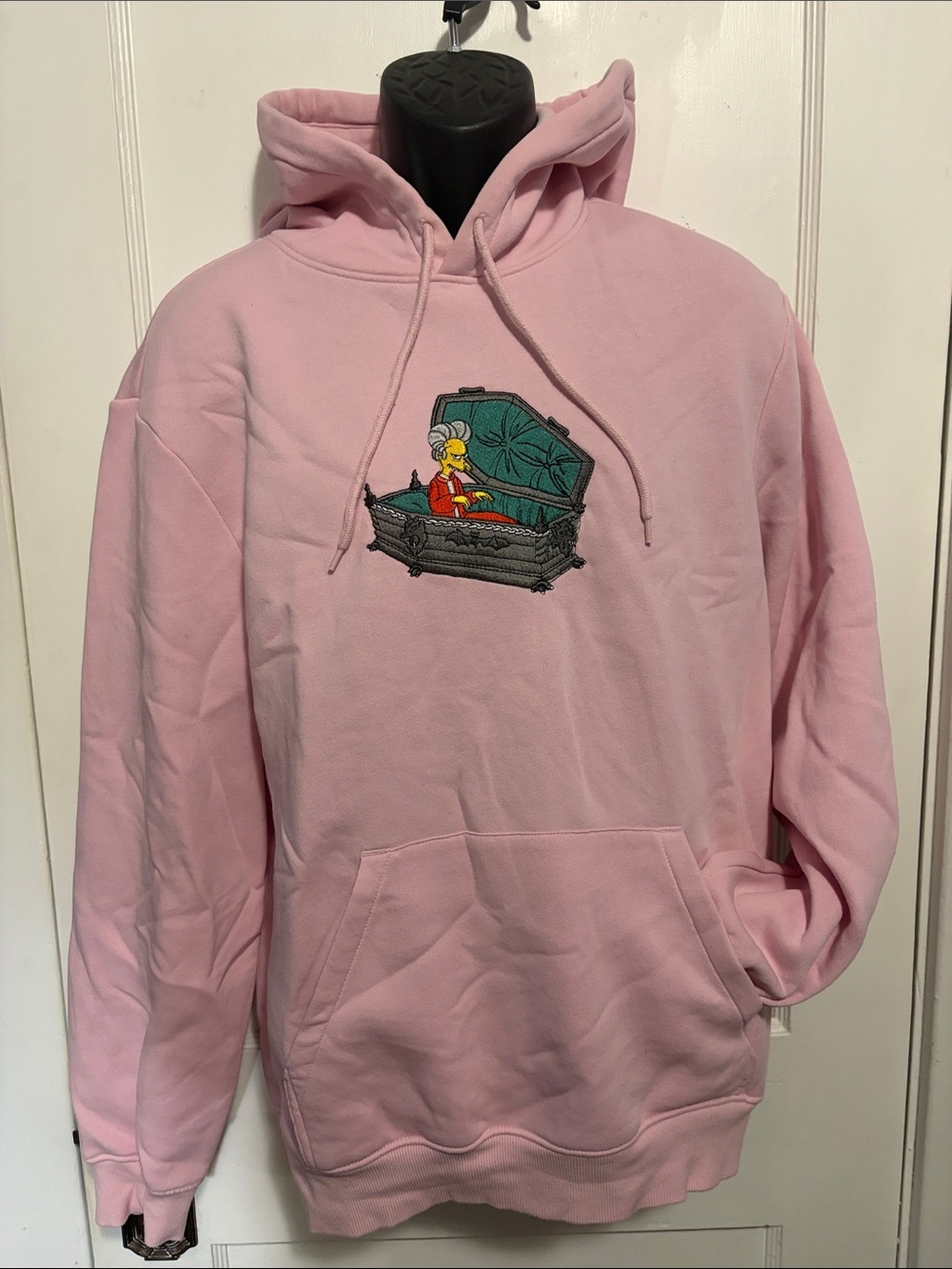 H&M The Simpsons Pink Hooded Sweatshirt with Coffin Embroidery Size Medium